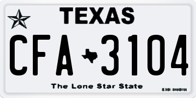 TX license plate CFA3104