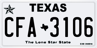 TX license plate CFA3106