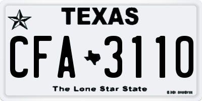TX license plate CFA3110