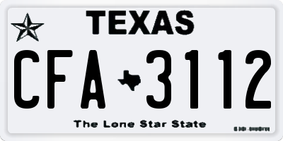 TX license plate CFA3112