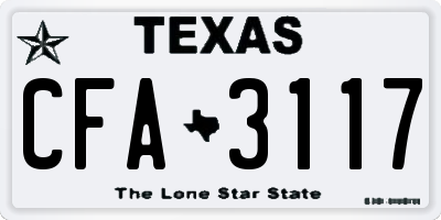 TX license plate CFA3117