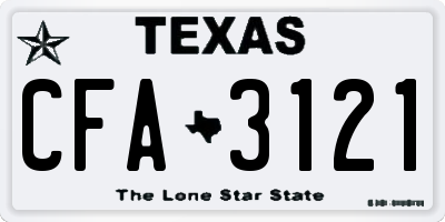 TX license plate CFA3121
