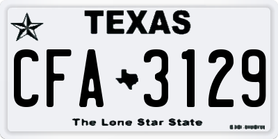 TX license plate CFA3129