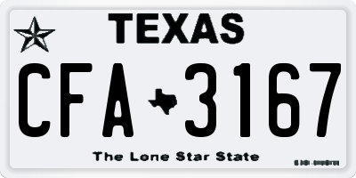 TX license plate CFA3167