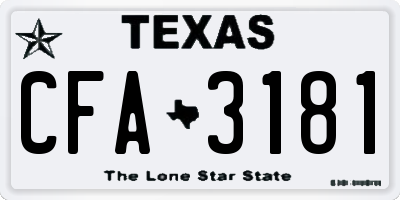 TX license plate CFA3181