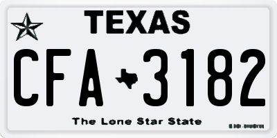TX license plate CFA3182