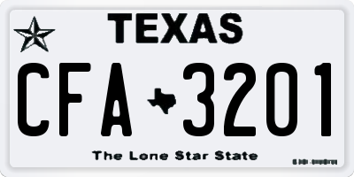 TX license plate CFA3201