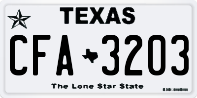 TX license plate CFA3203
