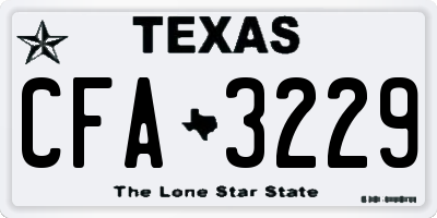TX license plate CFA3229