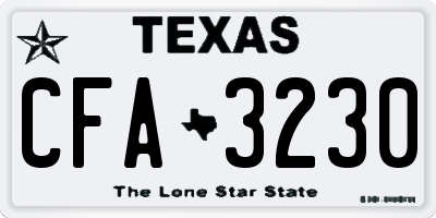 TX license plate CFA3230
