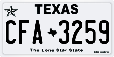 TX license plate CFA3259