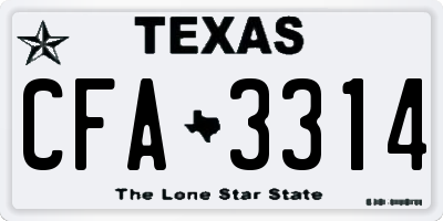 TX license plate CFA3314