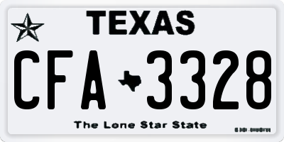 TX license plate CFA3328