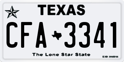 TX license plate CFA3341