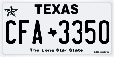 TX license plate CFA3350