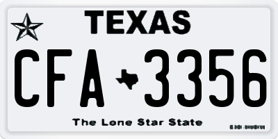 TX license plate CFA3356