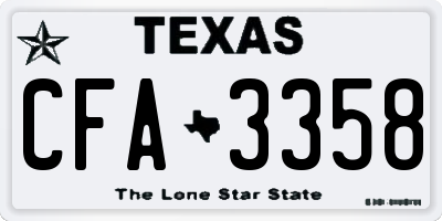 TX license plate CFA3358