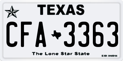 TX license plate CFA3363