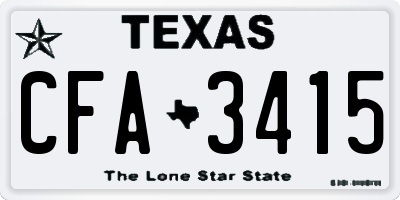 TX license plate CFA3415