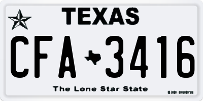 TX license plate CFA3416