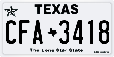 TX license plate CFA3418