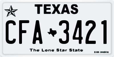 TX license plate CFA3421