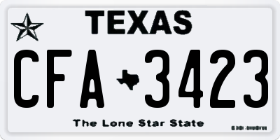 TX license plate CFA3423
