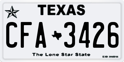 TX license plate CFA3426
