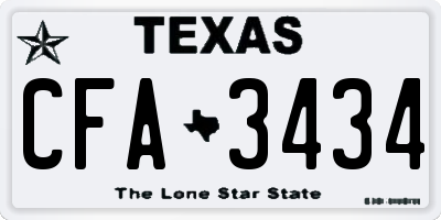TX license plate CFA3434