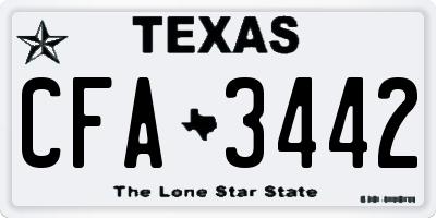 TX license plate CFA3442