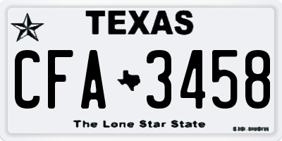 TX license plate CFA3458