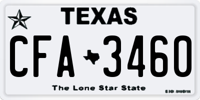 TX license plate CFA3460