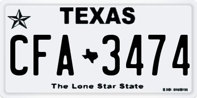 TX license plate CFA3474