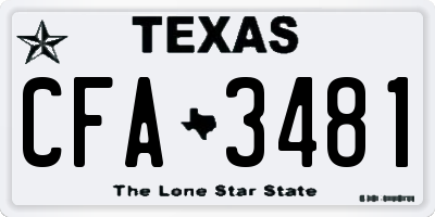 TX license plate CFA3481