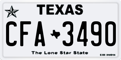 TX license plate CFA3490