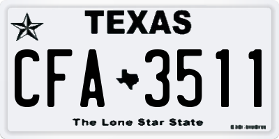 TX license plate CFA3511