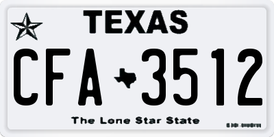 TX license plate CFA3512