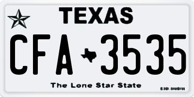 TX license plate CFA3535