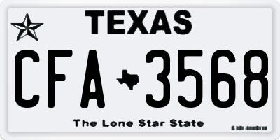 TX license plate CFA3568