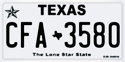 TX license plate CFA3580