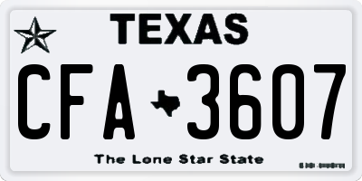 TX license plate CFA3607