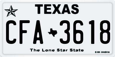 TX license plate CFA3618
