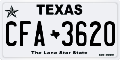 TX license plate CFA3620