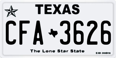 TX license plate CFA3626