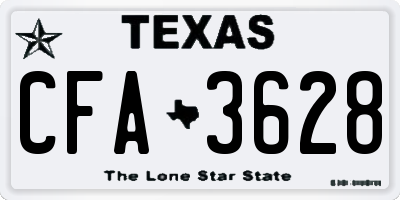TX license plate CFA3628