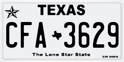 TX license plate CFA3629
