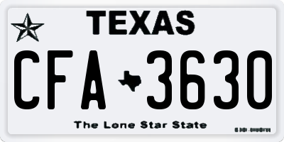 TX license plate CFA3630