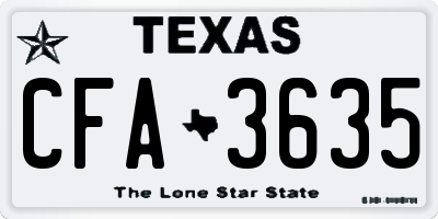 TX license plate CFA3635