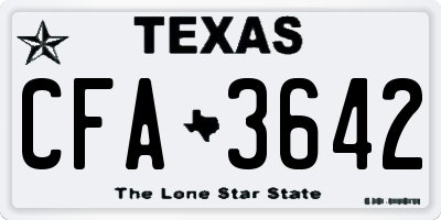 TX license plate CFA3642