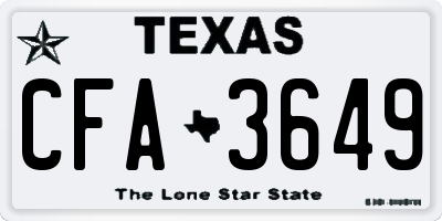 TX license plate CFA3649